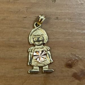 Beverly Hills Gold: 14k vintage sweetheart girl with pink/rose gold heart charm.